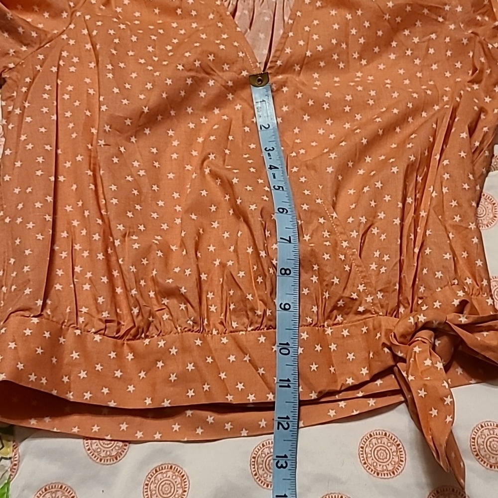 Madewell Chic Stylish 100% cotton women's wrap top, star print & white XS - Picture 10 of 11